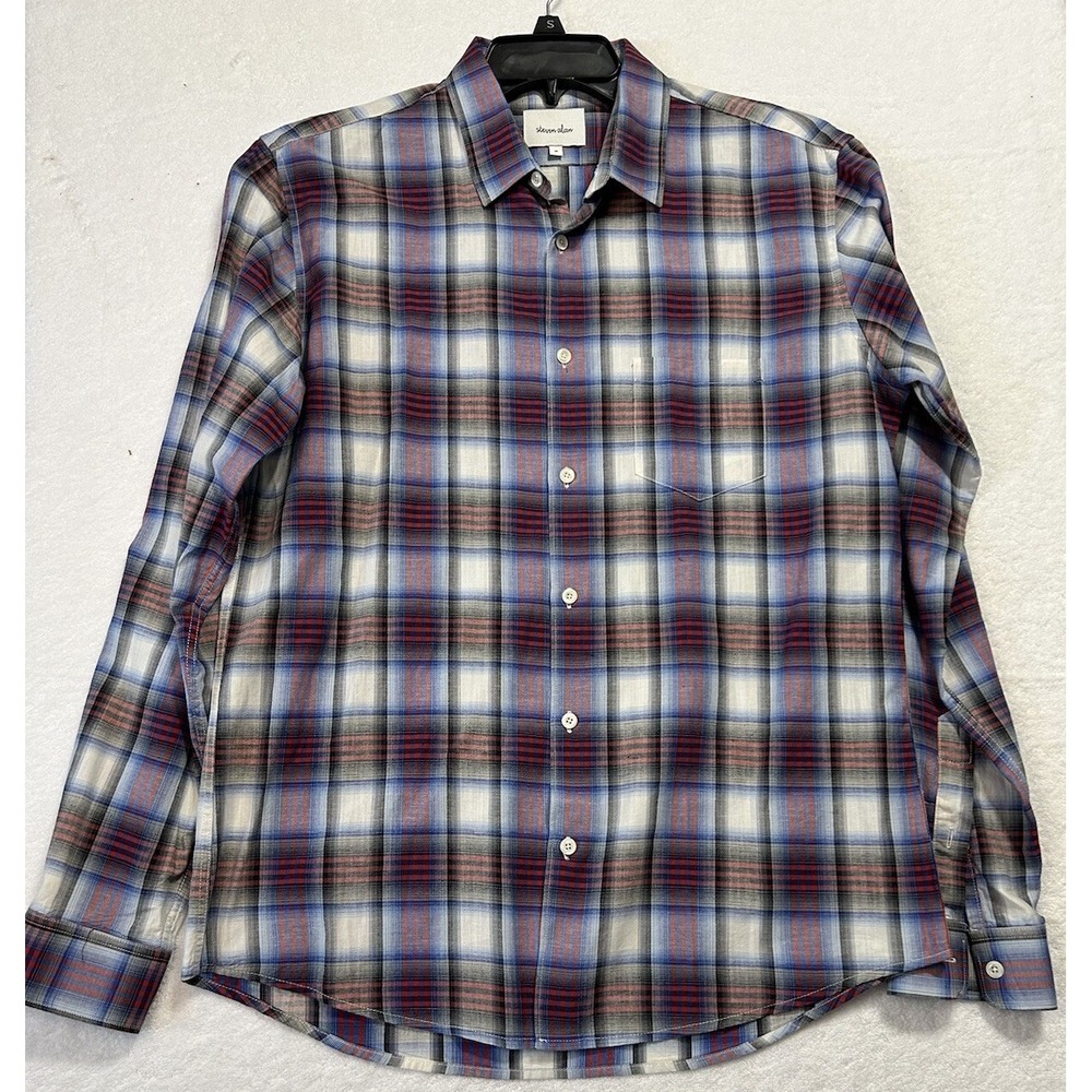 Steven Alan Mens Size M Red Long Sleeve Button Down Linen Blend Shirt (M5)